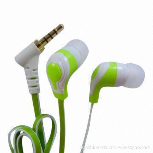 Flat Cable Stereo Earphones with Perfect Sound, Compatible with 3.5mm Plug-in Devices